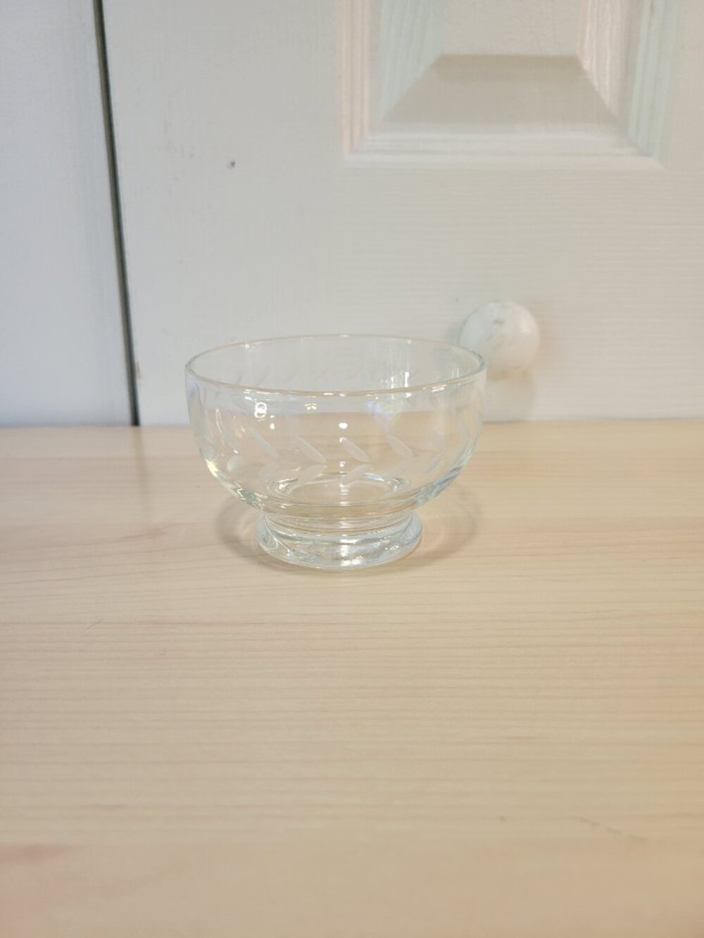 Vintage Mid-Century Anchor Hocking Laurel Clear Glass Footed 3.5" Dessert Bowl